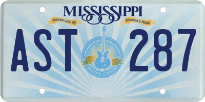 MS license plate AST287