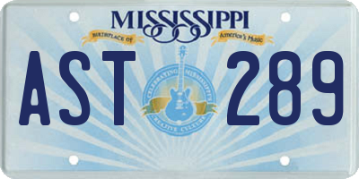 MS license plate AST289