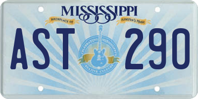 MS license plate AST290
