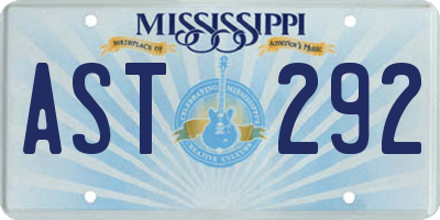 MS license plate AST292