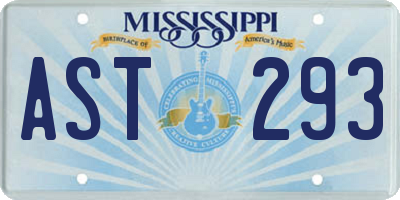 MS license plate AST293