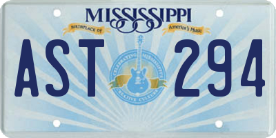 MS license plate AST294