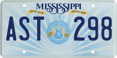 MS license plate AST298
