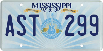 MS license plate AST299