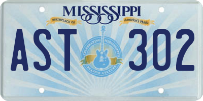 MS license plate AST302