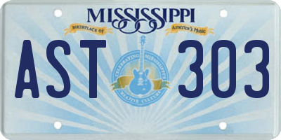 MS license plate AST303