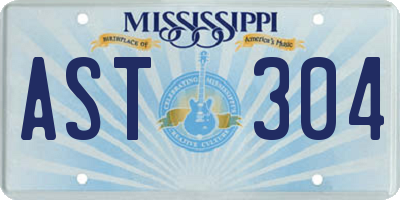 MS license plate AST304