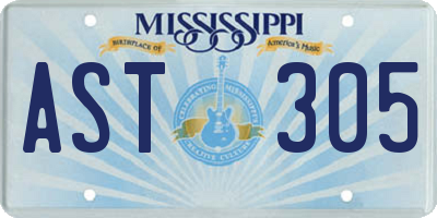 MS license plate AST305
