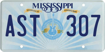 MS license plate AST307