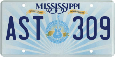 MS license plate AST309