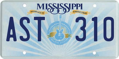MS license plate AST310