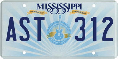MS license plate AST312