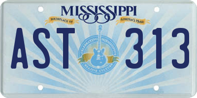MS license plate AST313
