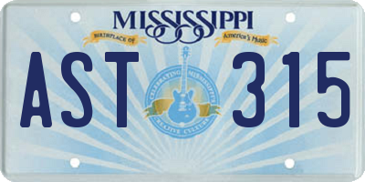 MS license plate AST315