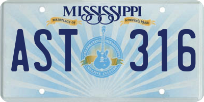 MS license plate AST316