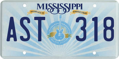 MS license plate AST318