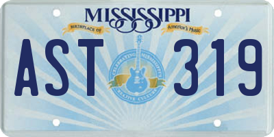 MS license plate AST319