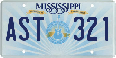 MS license plate AST321