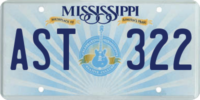 MS license plate AST322