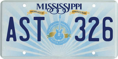 MS license plate AST326