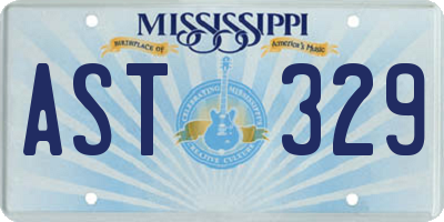 MS license plate AST329