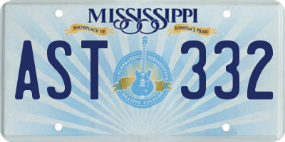 MS license plate AST332