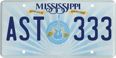 MS license plate AST333