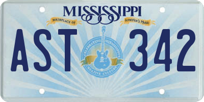 MS license plate AST342