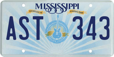 MS license plate AST343