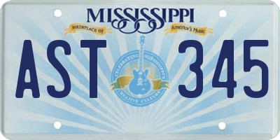 MS license plate AST345