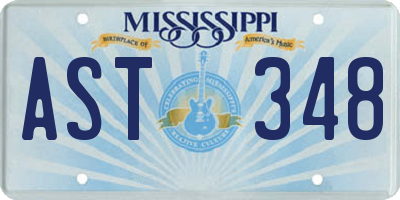 MS license plate AST348