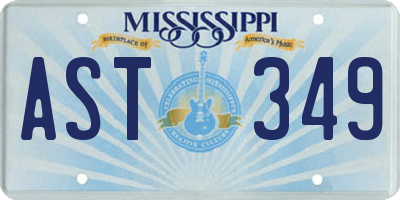 MS license plate AST349