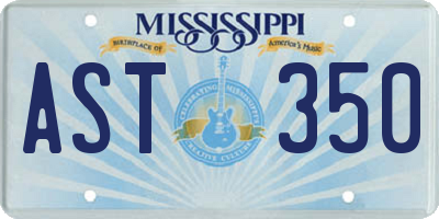 MS license plate AST350