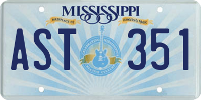 MS license plate AST351