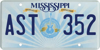 MS license plate AST352