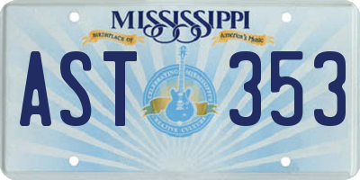 MS license plate AST353