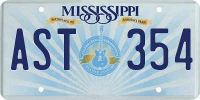 MS license plate AST354