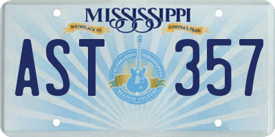 MS license plate AST357