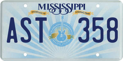 MS license plate AST358