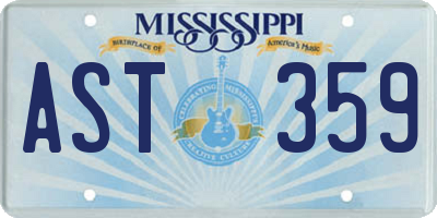 MS license plate AST359