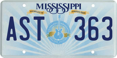 MS license plate AST363