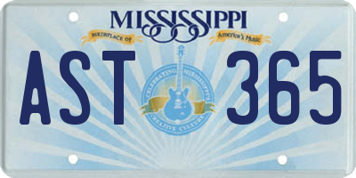 MS license plate AST365