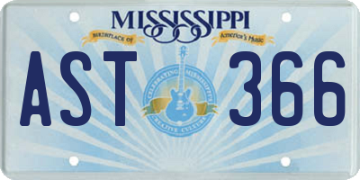 MS license plate AST366