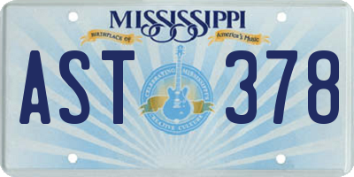 MS license plate AST378