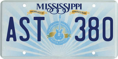 MS license plate AST380