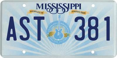 MS license plate AST381