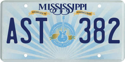 MS license plate AST382