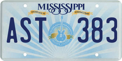 MS license plate AST383