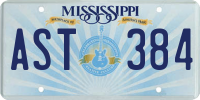 MS license plate AST384