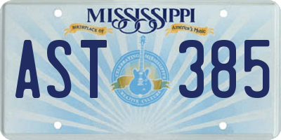 MS license plate AST385